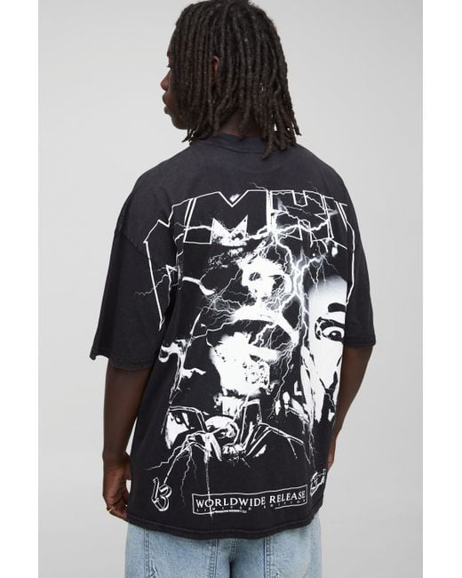 BoohooMAN Black Oversized Official Over The Seam Printed T-shirt for men