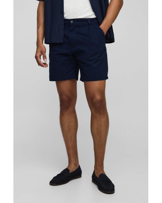 BoohooMAN Blue Relaxed Fit Chino Shorts In Navy for men