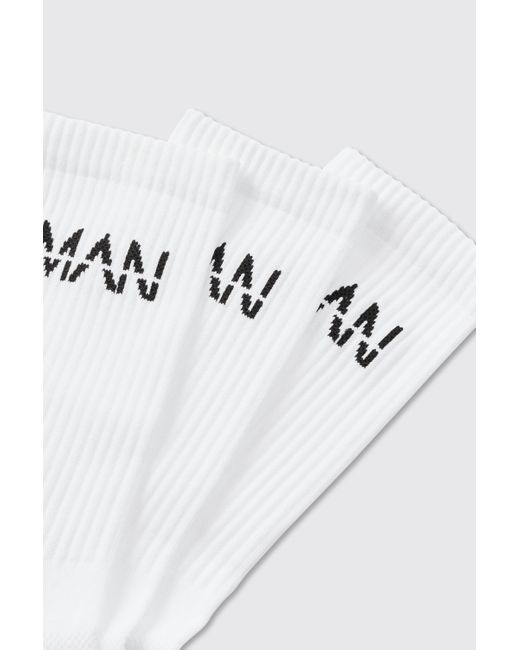 BoohooMAN White Active Cushioned Training Crew 3 Pack Socks for men