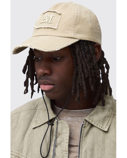 BoohooMAN Black Bm Nibbled Boonie Cap for men