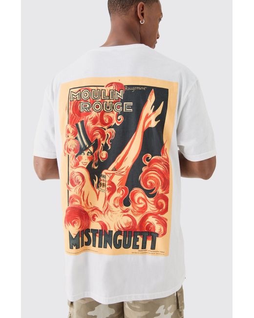 BoohooMAN White Oversized Moulin Rogue License T-shirt for men