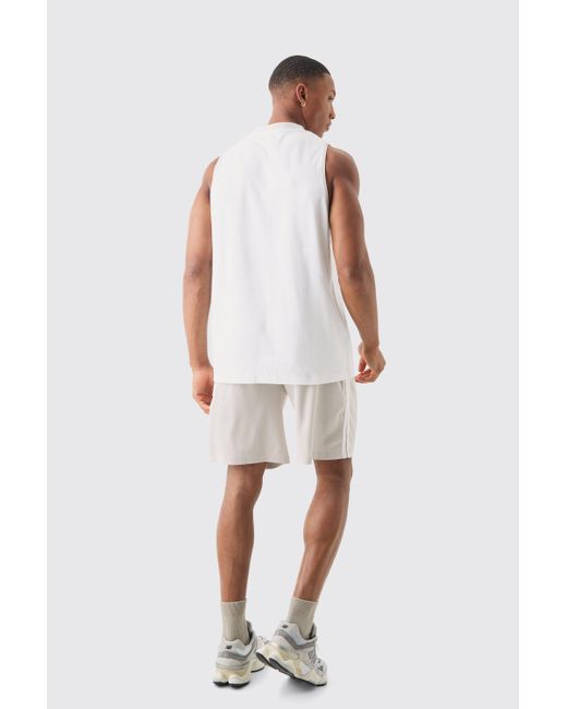 BoohooMAN White Oversized Bugs Bunny Looney Tunes License Mesh Vest And Short Set for men