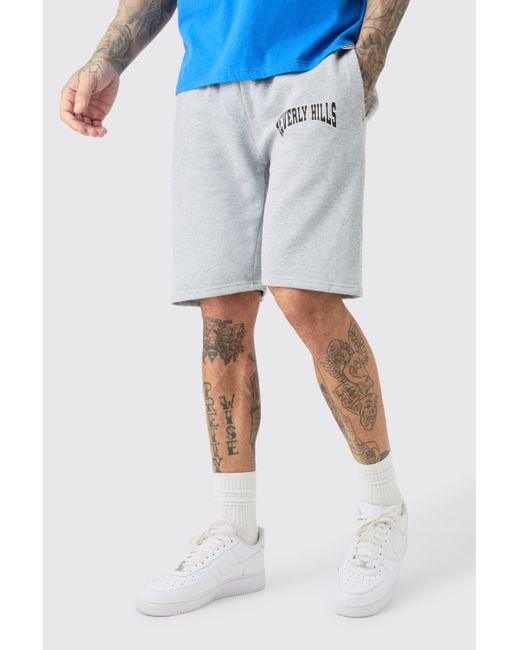 BoohooMAN Blue Tall Loose Fit Varsity Jersey Shorts for men