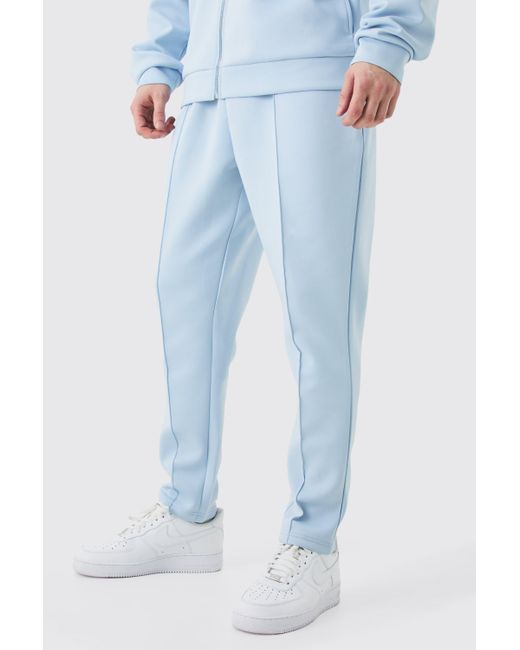 BoohooMAN Blue Tall Slim Tapered Cropped Scuba Jogger for men