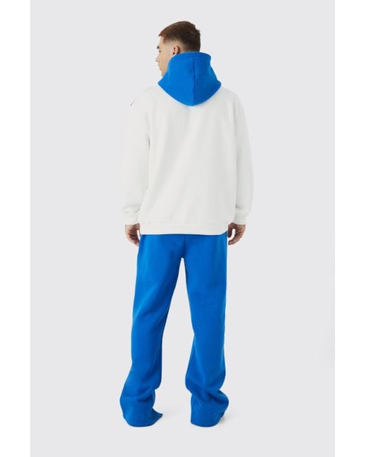 BoohooMAN Blue Oversized Colour Block Mmxiii Hooded Tracksuit for men