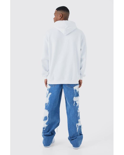 BoohooMAN Blue Baggy Rigid Jean With Jersey Jogger Underlay for men