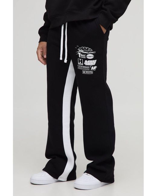 BoohooMAN Black Relaxed Moto Flare Jogger for men