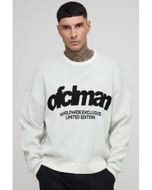 BoohooMAN White Tall Oversized Boxy Knitted Sweater for men
