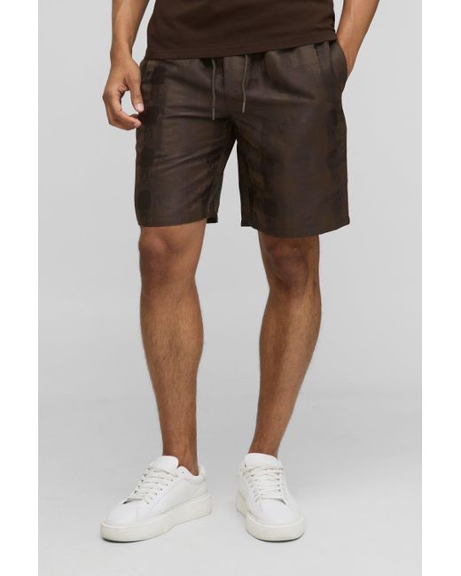 Boohoo Black Elasticated Waist Relaxed Fit Satin Textured Shorts