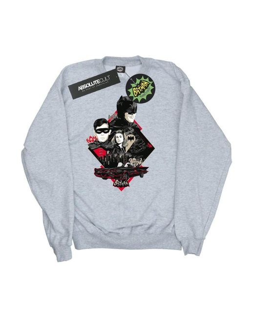 BoohooMAN Gray Dc Comics Batman Tv Series Character Skyline Sweatshirt for men
