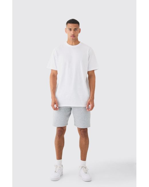 BoohooMAN White Basic Longline Crew Neck T-shirt for men