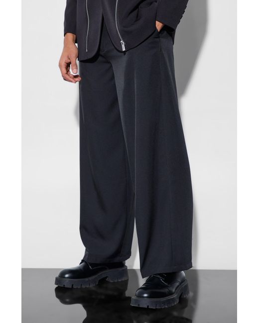 BoohooMAN Blue Tailored Oversized Wide Leg Pants for men