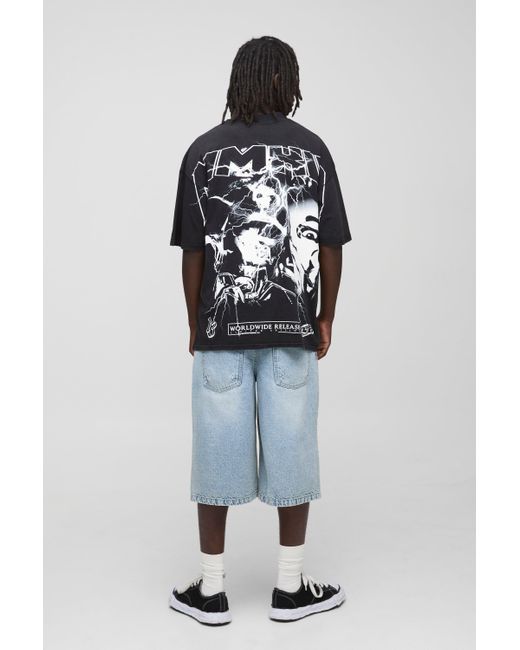 BoohooMAN Black Oversized Official Over The Seam Printed T-shirt for men