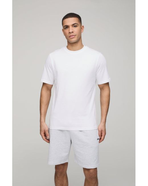 BoohooMAN Man Besticktes T-Shirt und Shorts in White für Herren