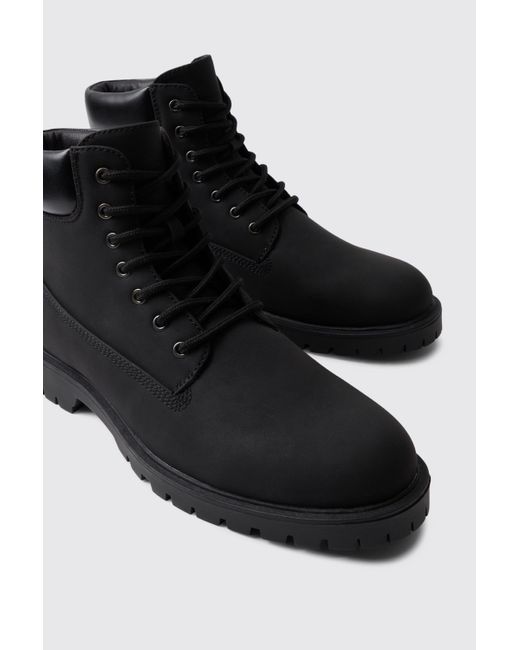 BoohooMAN Black Worker Boots for men
