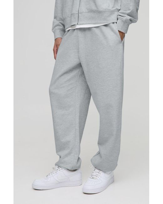 BoohooMAN Gray 260Gsm Loopback Basic Baggy Fit Sweatpants for men