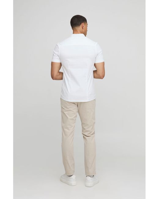 BoohooMAN White Slim Fit Basic Short Sleeve Collared for men