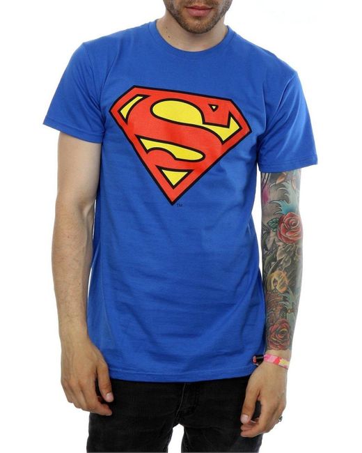 BoohooMAN Blue Dc Comics Superman Logo T-shirt for men