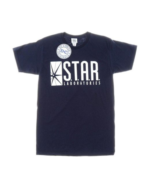 BoohooMAN Blue Dc Comics The Flash Star Labs T-shirt for men
