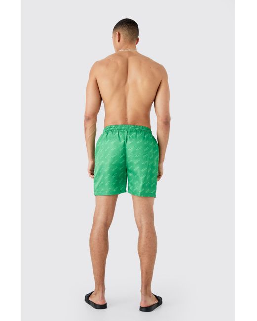 BoohooMAN Mid Length Man Swim Short in Green für Herren