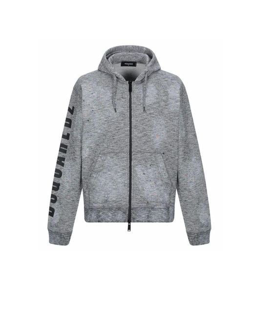BoohooMAN Gray Dsquared2 Paint Spray Arm Logo Grey Hoodie for men