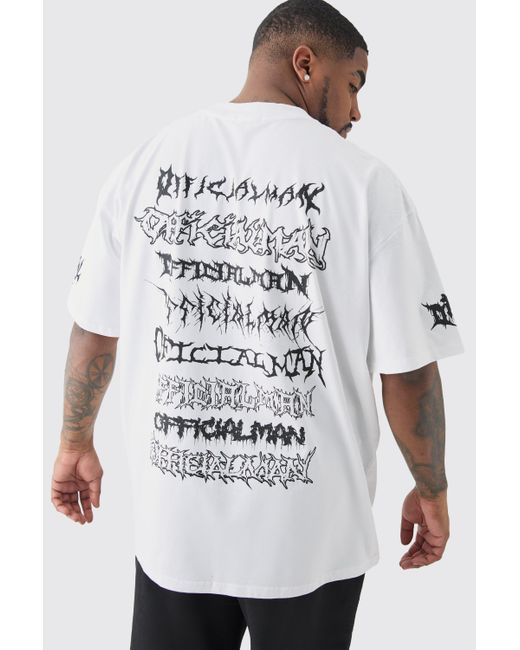 BoohooMAN White Plus Extended Neck Official Tour T-shirt for men