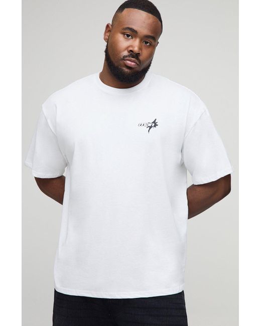 Plus Oversized Graffiti Man Print T-Shirt Boohoo de color White