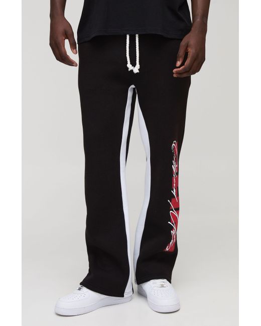 BoohooMAN Black Regular Fit Bhm Gusset Joggers for men