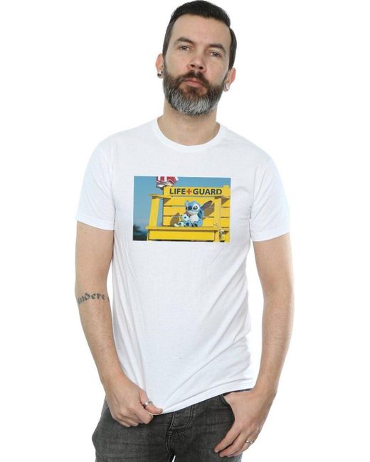 BoohooMAN White Disney Lilo And Stitch Life Guard T-shirt for men