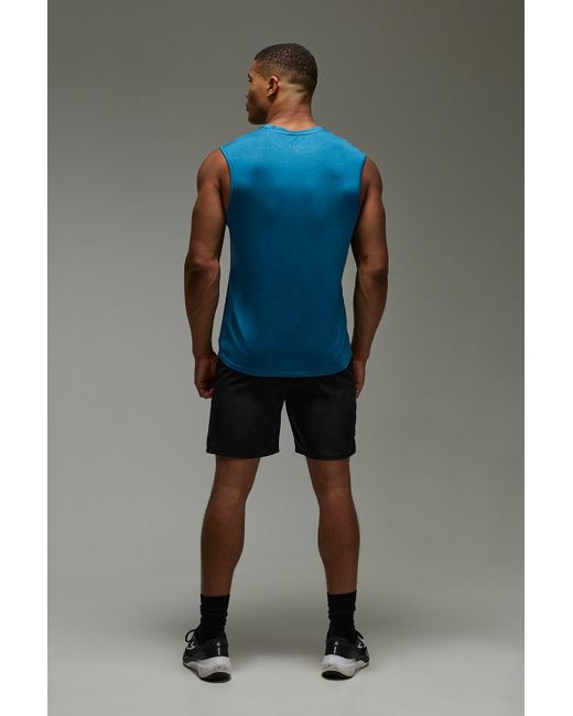BoohooMAN Blue Active Regular Lightweight Essentials Gym Tank for men