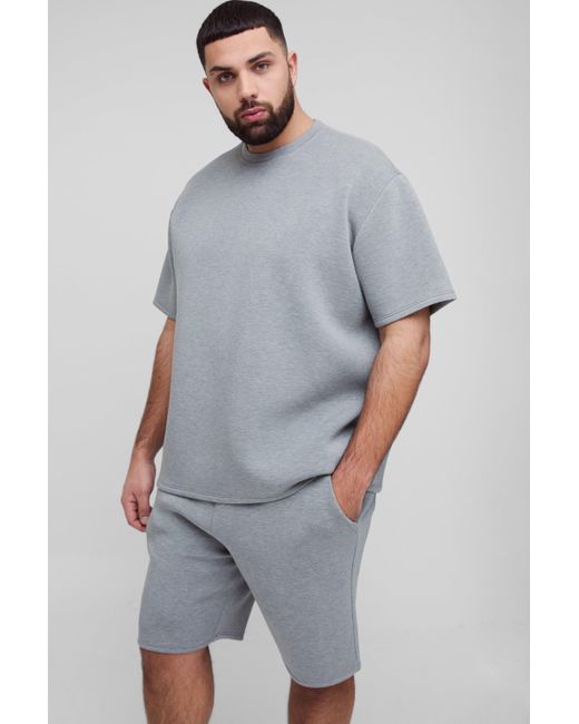 BoohooMAN Plus Oversize Scuba T-Shirt & Shorts in Blue für Herren