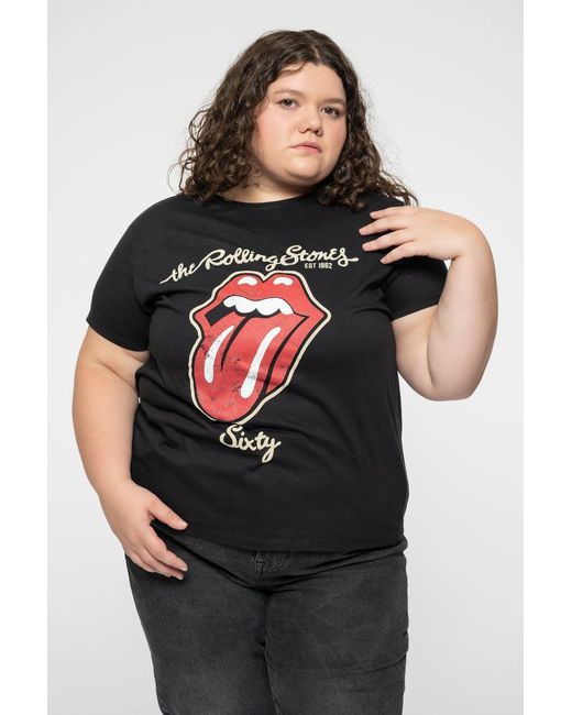 BoohooMAN Black The Rolling Stones Sixty Plastered Tongue T Shirt for men