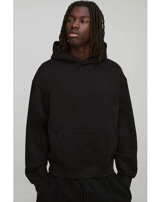 BoohooMAN Black Basic Oversized Boxy Hoodie for men