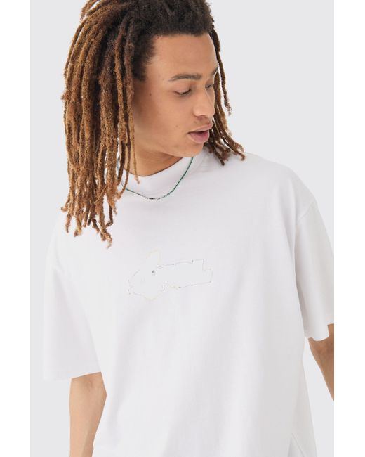 BoohooMAN White Oversized Ofcl Heavy Print T-shirt for men