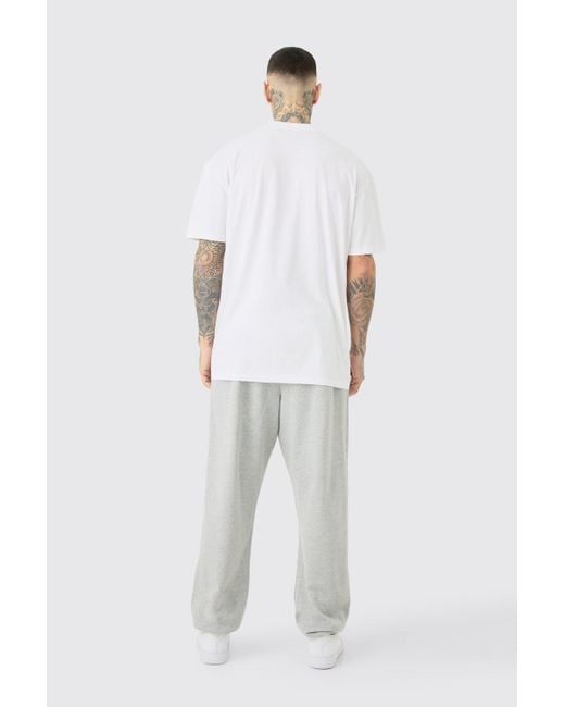 BoohooMAN White Tall Oversized Extended Neck T-shirt for men