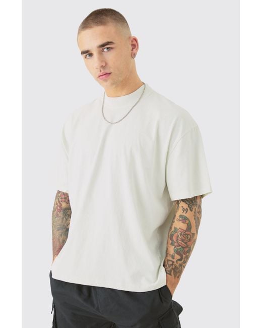 BoohooMAN White Oversized Boxy Tonal Gothic Graphic T-shirt for men