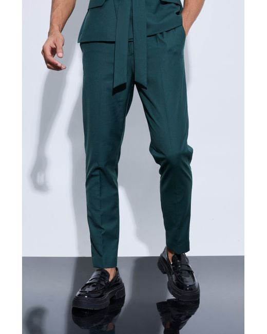 BoohooMAN Blue Tapered Fit Suit Pants for men