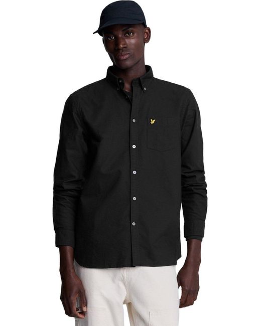 BoohooMAN Black Lyle & Scott Plain Oxford Shirt for men
