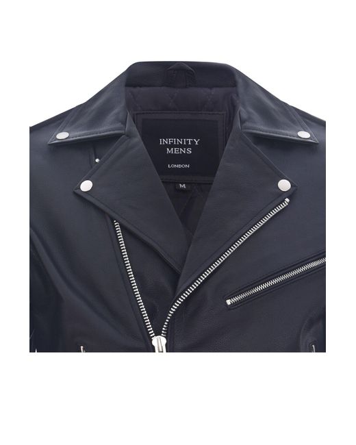 BoohooMAN Black Infinity Leather Cow-hide Brando Jacket -venice for men