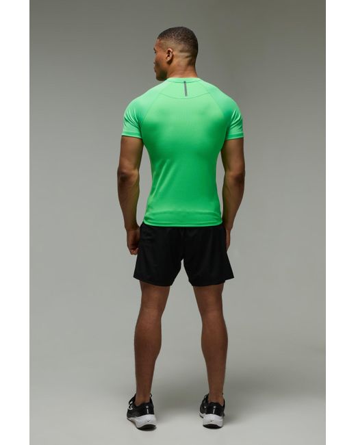Boohoo Green Active Running Muscle Fit Mesh T-Shirt
