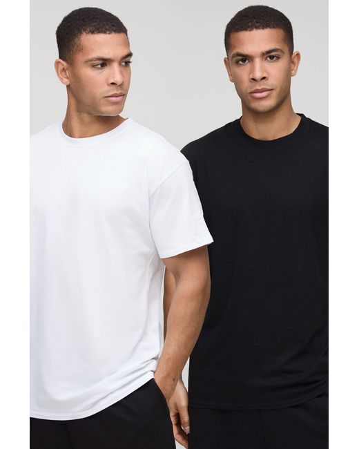 BoohooMAN Black 2 Pack Basic Regular Fit Crew Neck T-Shirts for men