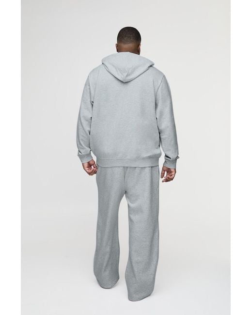 BoohooMAN White Plus Lightweight Loopback Regular Fit Basic Zip Through Hoodie for men
