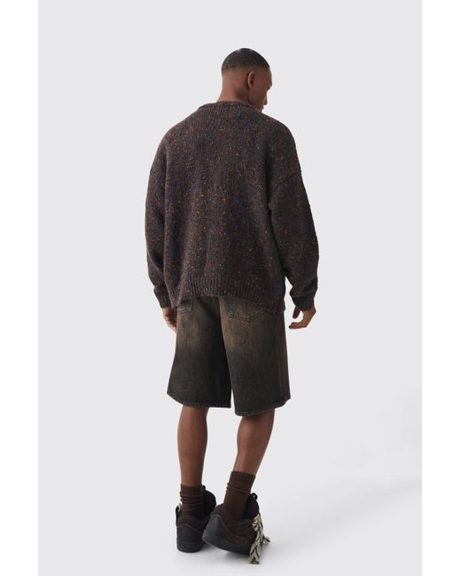 BoohooMAN Black Oversized Textured Brushed Knitted Cardigan for men