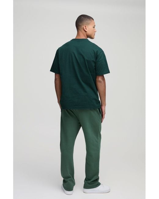 BoohooMAN Green Relaxed Drop Crotch Seam Wash Jogger for men