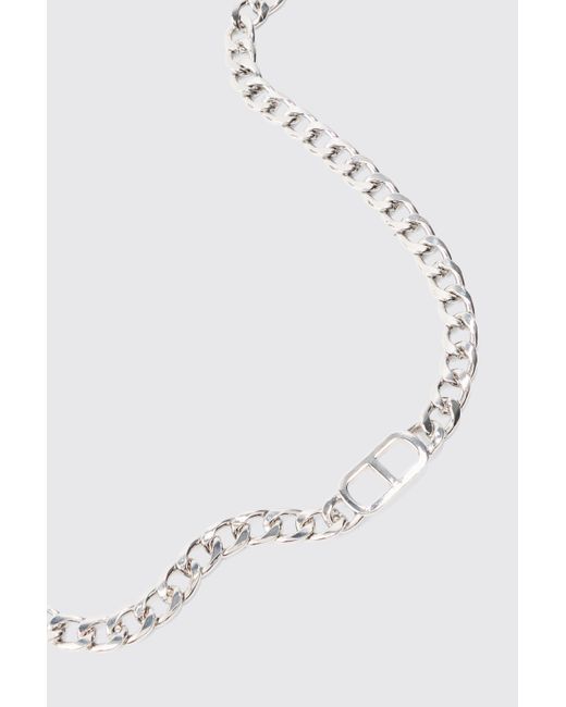 BoohooMAN Chunky Metal Necklace In Silver in White für Herren