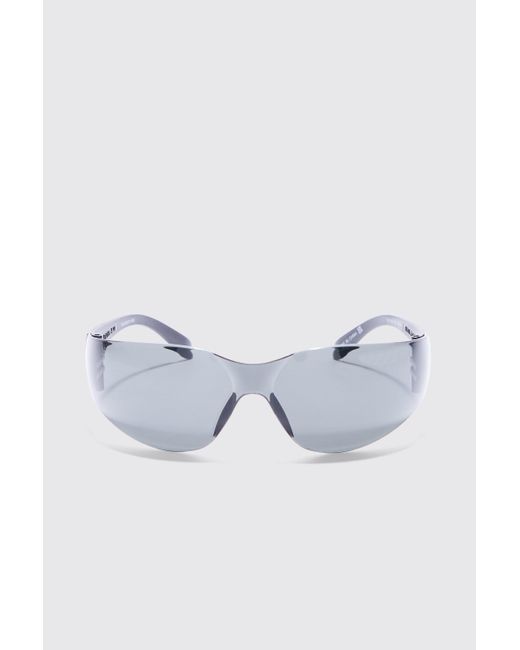 Boohoo Blue Frameless Plastic Sunglasses In Black