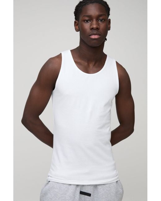 BoohooMAN White Basic Muscle Fit Vest for men