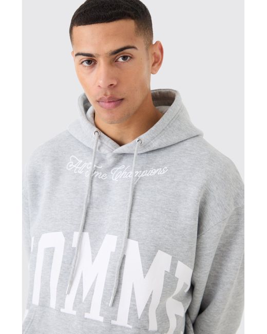 BoohooMAN Gray Oversized Boxy Hooded Short Tracksuit for men