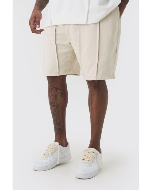 BoohooMAN Natural Plus Pin Tuck Detail Relaxed Short for men