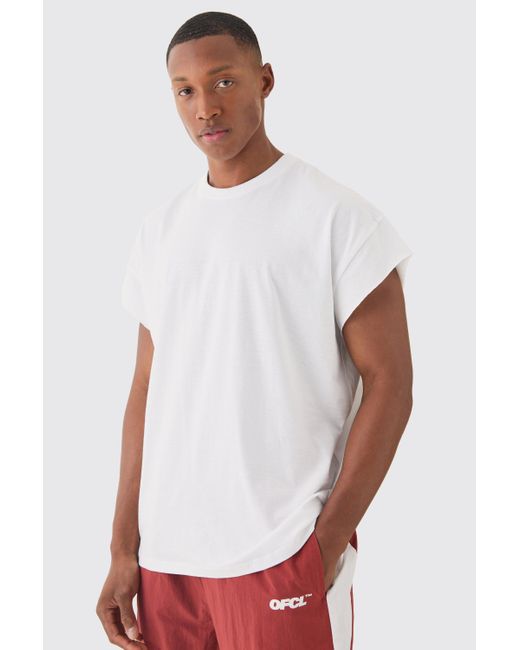 BoohooMAN Oversized Cut Off Sleeves T-shirt in White für Herren